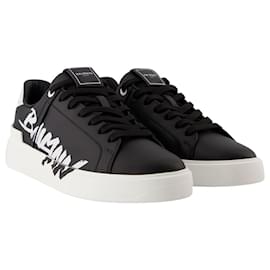 Balmain-B Court Sneakers - Balmain - Leather - Black-Black
