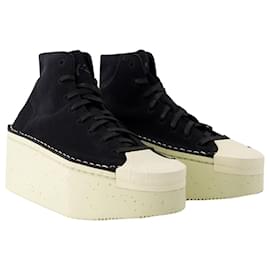 Y3-Renga Hi Sneakers - Y-3 - Leather - Black/white-Black