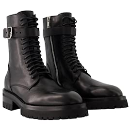 Ann Demeulemeester-Cisse Combat Boots - Ann Demeulemeester - Leather - Black-Black