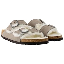 Birkenstock-Arizona VL Shearling Sandals - Birkenstock - Leather - Grey-Grey