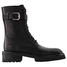 Ann Demeulemeester-Cisse Combat Boots - Ann Demeulemeester - Leather - Black-Black