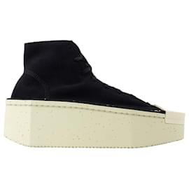 Y3-Renga Hi Sneakers - Y-3 - Leather - Black/white-Black