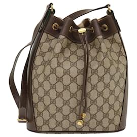 Gucci-GUCCI GG Canvas Web Sherry Line Shoulder Bag Beige Red 164.02.034 Auth yk7777-Red,Beige