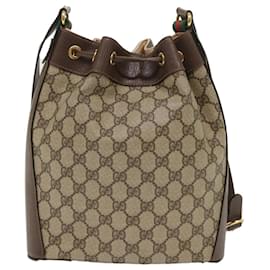 Gucci-GUCCI GG Canvas Web Sherry Line Sac à bandoulière Beige Rouge 164.02.034 Auth yk7777-Rouge,Beige