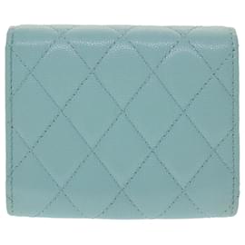 Chanel-CHANEL Matelasse Wallet Caviar Skin Light Blue CC Auth yk7853-Light blue