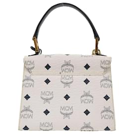 MCM Vicetos Logogram Hand Bag PVC Leather 2way White Auth 48465