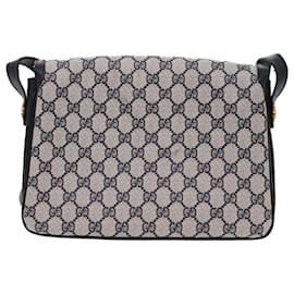 Gucci-GUCCI GG Canvas Shoulder Bag PVC Leather Navy Auth yk7925-Navy blue