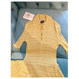 Chanel-T.38 Long dress with CC Jewelery buttons-Yellow