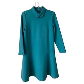 Robe Tara Jarmon Turquoise Manches Trois Quart Taille 36 Turquoise