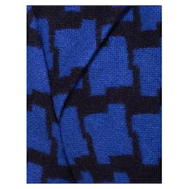 Hobbs-Hobbs Womens Damara Blue Black Large Houndstooth Wool Dress Side Pockets UK 12-Black,Blue