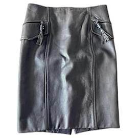 Yves Saint Laurent-Yves Saint Laurent leather skirt-Brown