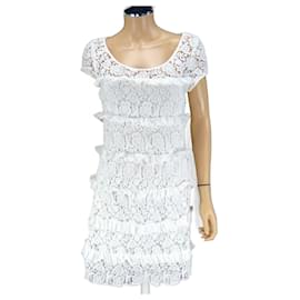 Diane Von Furstenberg-Vestido de encaje de crochet DVF “Arcelia”.-Blanco