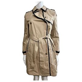 The Kooples Gabardina con detalles de piel Negro Beige