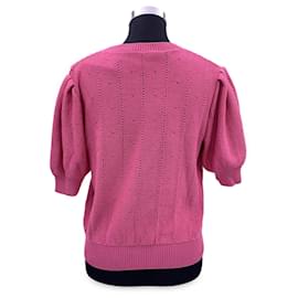 Gucci-Mélange de coton rose broderie florale pull menthe taille XL-Rose