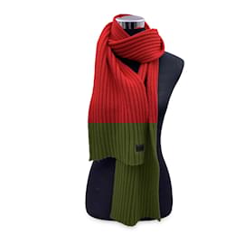 D&G-D& G Dolce & Gabbana Red Wool Ribbed Wrap Scarf-Red
