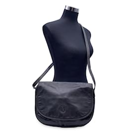 Fendi-Sac à Bandoulière Messenger Vintage en Cuir Noir-Noir