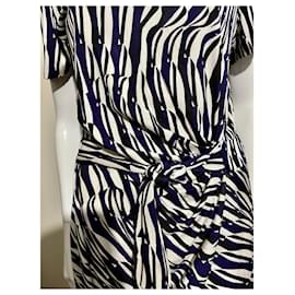 Diane Von Furstenberg-DvF Zoe silk mock wrap dress with abstract wave print-Multiple colors