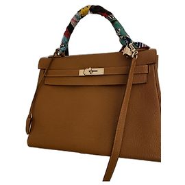 Hermès Saco de Hermes Kelly 32 cms couro togo ouro Bege