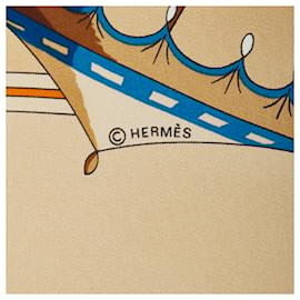 Hermès-Hermes Brown Ombrelles et Parapluies Silk Scarf-Brown,Beige