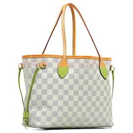 Louis Vuitton-Louis Vuitton White Damier Azur Neverfull PM-White,Blue