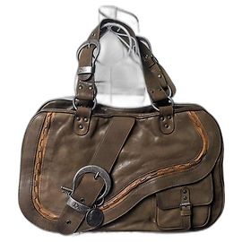 Sac Gaucho Dior Marron Argenté Kaki