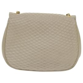 Bally-BALLY Quilted Chain Shoulder Bag Leather Beige Auth am4581-Beige