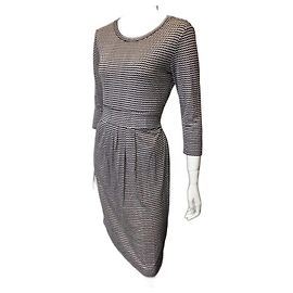 Weekend Max Mara Vestido em jersey de seda Chevron em preto e branco Preto Branco