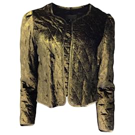 Nili Lotan-Nili Loton Vienna Gold Metallic Quilted Lurex Velvet Jacket-Golden