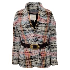 Jaqueta BA&SH Multi Plaid Vic com Cinto Multicor