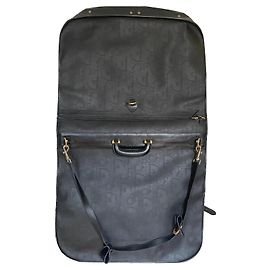 Dior Monogramm Kleidertragetasche Schwarz Leder Stoff Schwarz