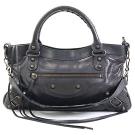 Balenciaga First Leather Hand Bag Black