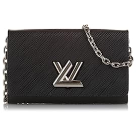 Louis Vuitton-Louis Vuitton Black Epi Twist Chain Wallet-Black
