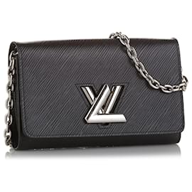 Louis Vuitton-Louis Vuitton Black Epi Twist Chain Wallet-Black