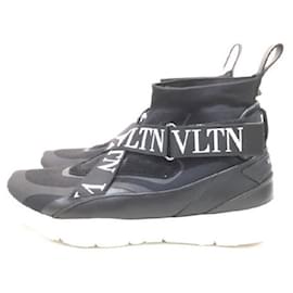 Valentino Garavani-****VALENTINO GARAVANI Black Ribbon High Top Sneakers-Black