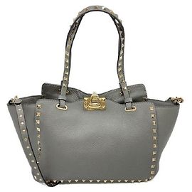 ****VALENTINO GARAVANI Graue Leder-Einkaufstasche Grau