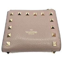 ****VALENTINO GARAVANI Beige Studded Bifold Wallet Beige