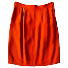 Balenciaga-Orange silk crepe skirt-Orange