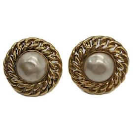 Chanel-***CHANEL  vintage pearl earrings-White,Golden