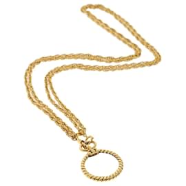 Chanel-CHANEL Collana a catena con lente d'ingrandimento Metallo tono dorato CC Auth ar9782-Altro