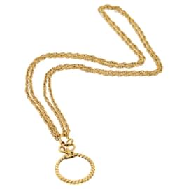 Chanel-CHANEL Collana a catena con lente d'ingrandimento Metallo tono dorato CC Auth ar9782-Altro