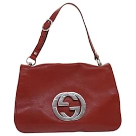 Gucci-GUCCI Interlocking Shoulder Bag Leather Red 115746 Auth am4584-Red
