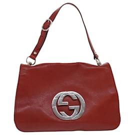 Gucci-GUCCI Sac à bandoulière entrelacé Cuir Rouge 115746 Authentification4584-Rouge