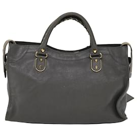Balenciaga-BALENCIAGA Metallic Edge Classic City Hand Bag Leather 2way Gray Auth am4583-Grey