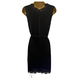 D&G-D&G Dolce & Gabbana Black Lace Trim Sleeveless Mini Wrap Dress Party Club UK 12-Black