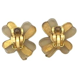 Chanel-***Pendientes CHANEL vintage flor marca coco-Dorado