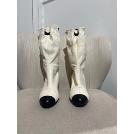Chanel-CHANEL  Boots T.EU 39.5 Leather-White