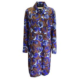 Dries van Noten Bleu / Marron / Manteau mi-long noir imprimé multi-fleurs Multicolore