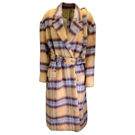 Autre Marque-Rokh Mostarda Amarelo / Casaco impermeável de lã com padrão multi xadrez azul-Multicor
