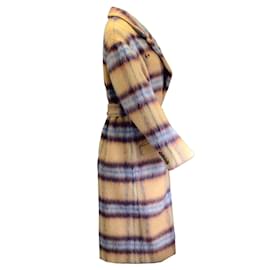 Autre Marque-Rokh Jaune Moutarde / Trench-coat en laine à motif à carreaux multiples bleu-Multicolore