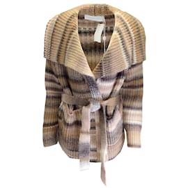 Maglione lavorato a maglia di lana con cintura multipla Jonathan Simkhai Nutmeg Cammello